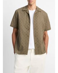 Vince - Cotton Eyelet Short-Sleeve Button-Front Shirt - Lyst