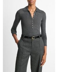 Vince - Wool Long-Sleeve Polo Top - Lyst