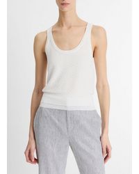 Vince - Italian Cotton-Blend Mesh Double-Layer Tank - Lyst