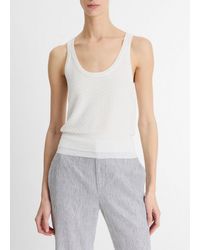 Vince - Italian Cotton-Blend Mesh Double-Layer Tank - Lyst