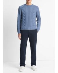 Vince - Aran Cable Wool Crew Neck Sweater, Light Belluga - Lyst