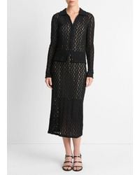 Vince - Floral Smocked Long-Sleeve Button-Up Blouse - Lyst
