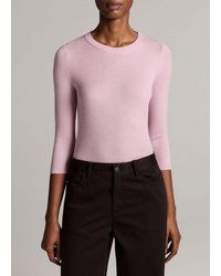 Vince - Ribbed Cashmere-Silk Three-Quarter-Sleeve Sweater - Lyst
