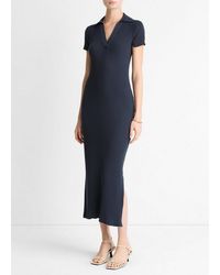 Vince - Ribbed Cotton-Blend Polo Dress - Lyst