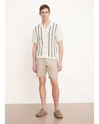 Vince - Crochet Stripe Short-sleeve Button-front Shirt, Beige, Size L - Lyst