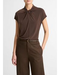 Vince - Twist-Neck Matte Jersey Cap-Sleeve Top - Lyst