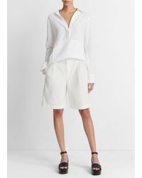Vince - Linen Relaxed Kangaroo-pocket Pullover Shirt, Optic White, Size L - Lyst