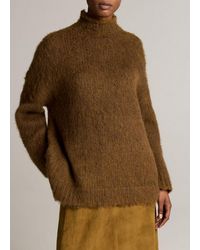 Vince - Brushed Wool-Cotton Oversized Mock-Neck Sweater - Lyst