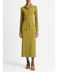 Vince - Slim Long-sleeve Button-front Shirt, Green, Size M - Lyst