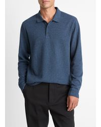 Vince - Heathered Double-Face Cotton-Blend Polo Shirt - Lyst