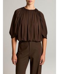 Vince - Stretch-Silk Cape-Sleeve Bubble Blouse - Lyst