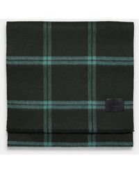 Vince - Windowpane Wool And Cashmere Double-face Scarf, Green - Lyst