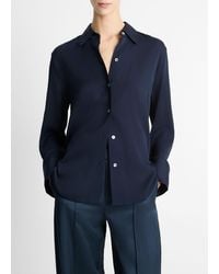 Vince - Stretch-Silk Button-Front Blouse - Lyst