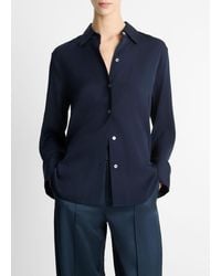 Vince - Stretch-Silk Button-Front Blouse - Lyst