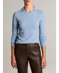 Vince - Merino Wool & Cashmere-Blend High V-Neck Polo Sweater - Lyst