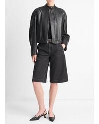 Vince - Leather Cropped Bomber Jacket - Lyst