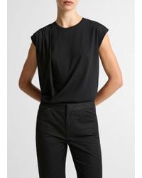 Vince - Pima Cotton-Blend Draped Relaxed Top - Lyst