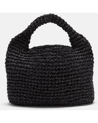 Vince - Mini Straw Slouch Bag, Black - Lyst