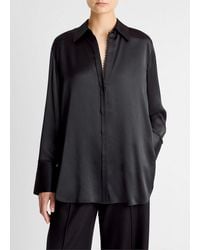 Vince - Lace-Trim Silk Relaxed Shirt - Lyst