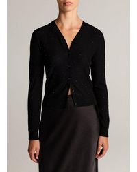 Vince - Metallic Cashmere-Silk V-Neck Cardigan - Lyst