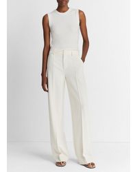 Vince - Pintuck Wide-leg Pant, Off White, Size 12 - Lyst