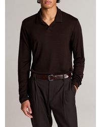 Vince - Wool Interlock Johnny-Collar Polo Sweater - Lyst