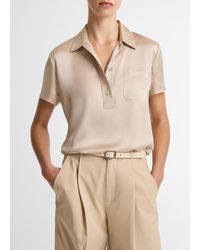 Vince - Silk Short-Sleeve Polo Shirt - Lyst