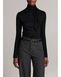 Vince - Jersey Tie-Neck Long-Sleeve Top - Lyst