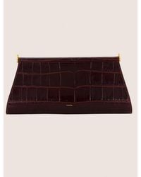 Vince - Double Bar Croc-Embsed Leather Pouch, Re - Lyst