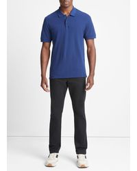 Vince - Cotton Piqué Short-sleeve Polo Shirt, Blue, Size L - Lyst