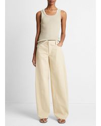 Vince - Washed Cotton Twill Wide-leg Pant, Haystack, Size 12 - Lyst