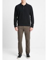 Vince - Cashmere Long-sleeve Polo Sweater, Black, Size S - Lyst
