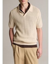 Vince - Seed-Stitch Rib Cotton Polo Sweater - Lyst