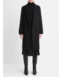 Vince - Classic Straight Coat, Black, Size L - Lyst