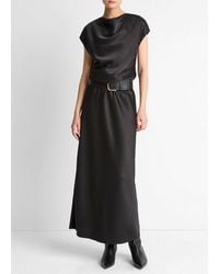 Vince - Draped Satin Cowl-Neck Dress - Lyst