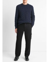 Vince - Wool Cable-Wave Crew Neck Sweater, Coastal - Lyst