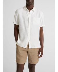 Vince - Linen Short-Sleeve Button-Front Shirt - Lyst