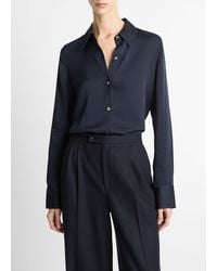 Vince - Silk-Blend Slim Button-Front Blouse - Lyst
