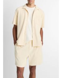 Vince - Bouclé Short-sleeve Button-front Shirt, Bone, Size M - Lyst