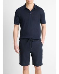 Vince - Linen Polo Shirt, Coastal Blue, Size Xl - Lyst