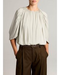 Vince - Stretch-Silk Cape-Sleeve Bubble Blouse - Lyst