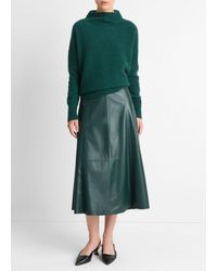 Vince - Mid-Rise Flared Leather Skirt - Lyst