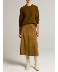 Vince - Suede Midi Skirt - Lyst