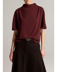 Vince - Draped Crepe Funnel-Neck Top - Lyst