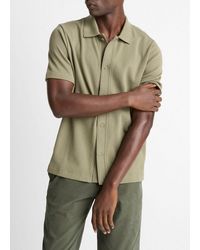 Vince - Jacquard-Knit Cotton Short-Sleeve Button-Front Shirt - Lyst