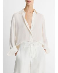 Vince - Stretch-Silk Button-Front Blouse - Lyst