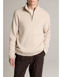 Vince - Brushed Cotton-Blend Waffle Quarter-Zip Pullover - Lyst