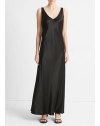 Vince - Satin V-Neck Maxi Slip Dress - Lyst