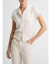 Vince - Cashmere-Silk Short-Sleeve Polo Sweater - Lyst