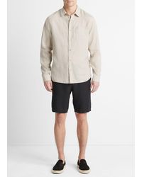 Vince - Linen Long-sleeve Shirt, Beige, Size S - Lyst